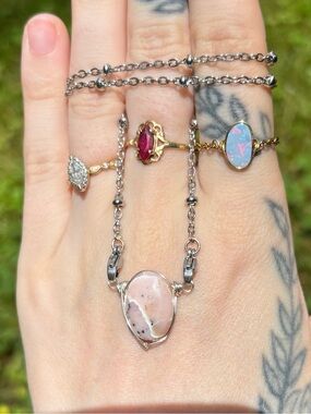 Pink opal interchangeable necklace